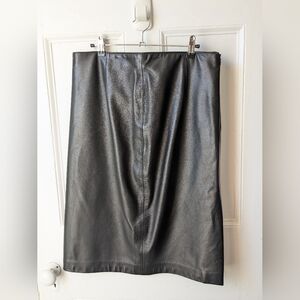 Vintage Robert Arnold Black Leather Pencil Skirt - Size 14